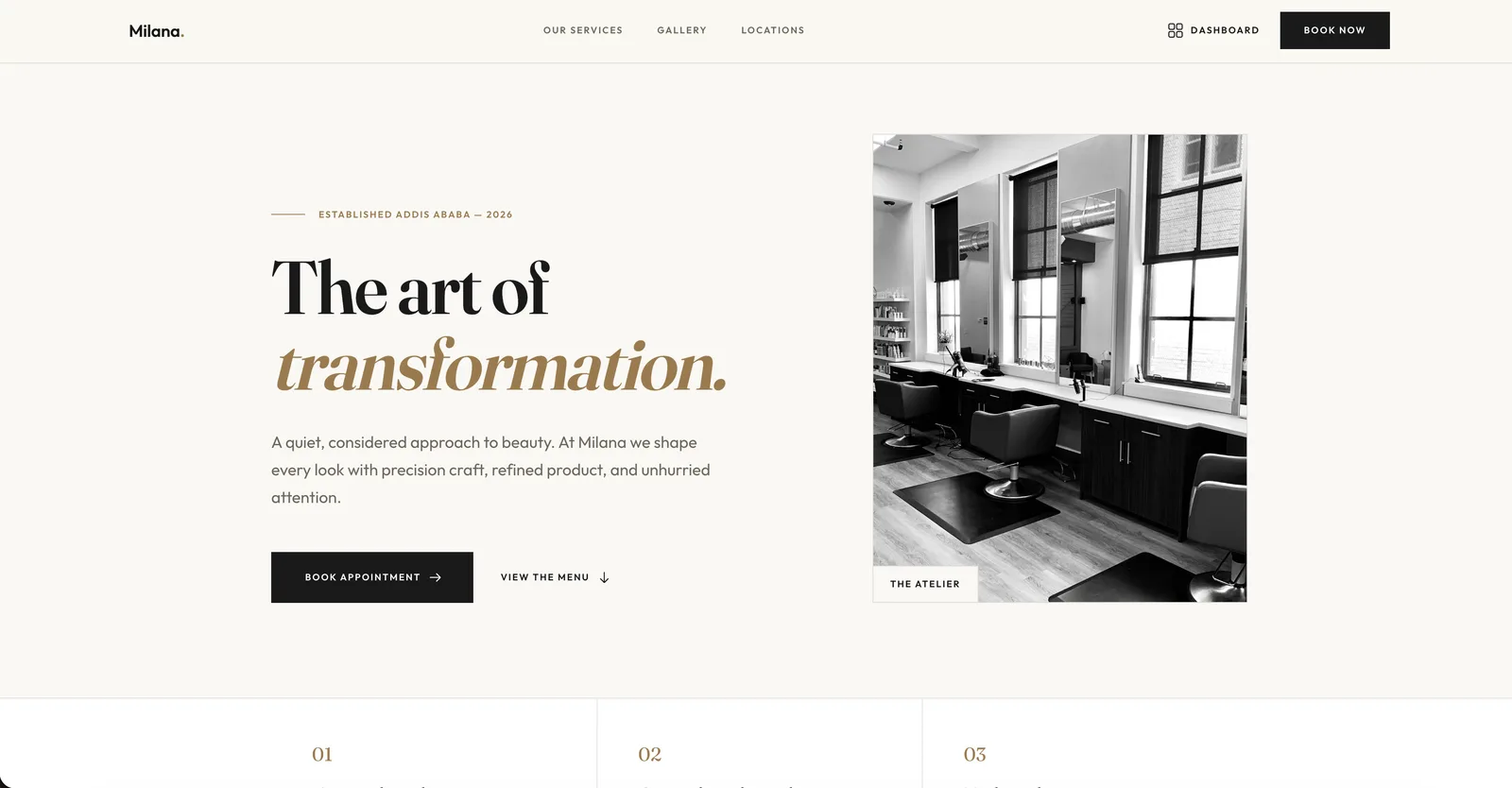 Public salon site with online booking